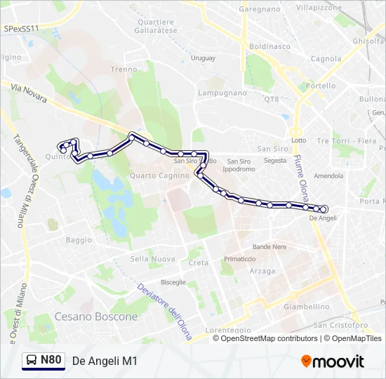 N80 Bus Line Map
