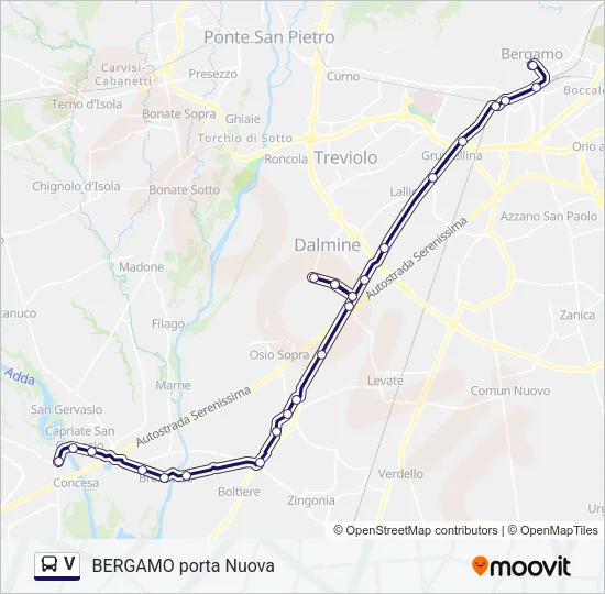 V Bus Line Map