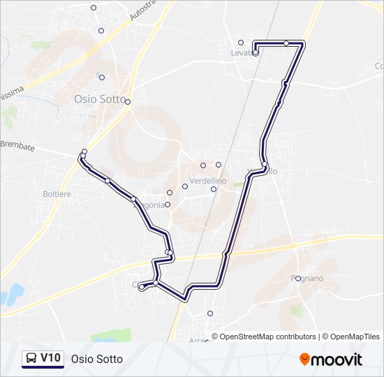 Percorso linea bus V10