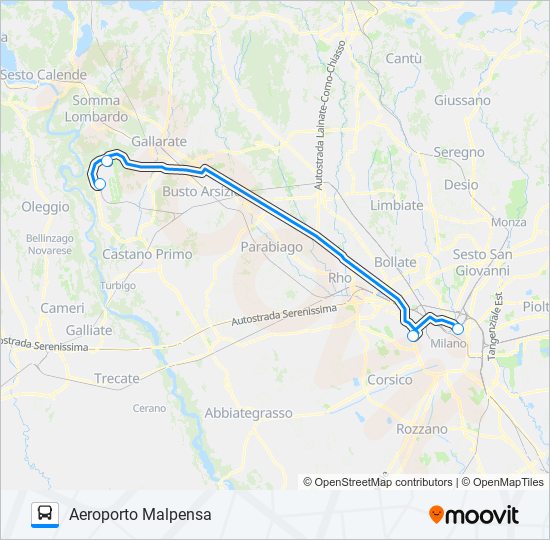 Percorso linea  ✈ AUTOSTRADALE