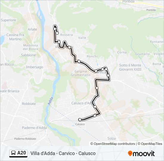 Percorso linea bus A20