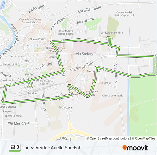Percorso linea bus 3