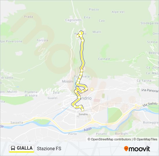 Percorso linea bus GIALLA