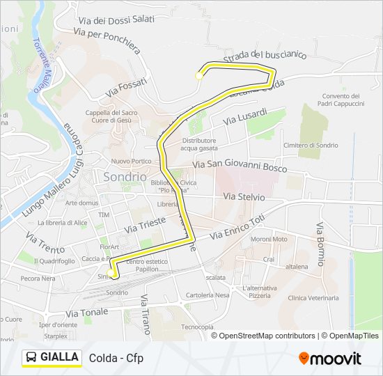 Percorso linea bus GIALLA