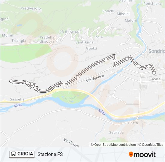 Percorso linea bus GRIGIA