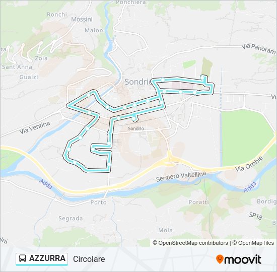 Percorso linea bus AZZURRA