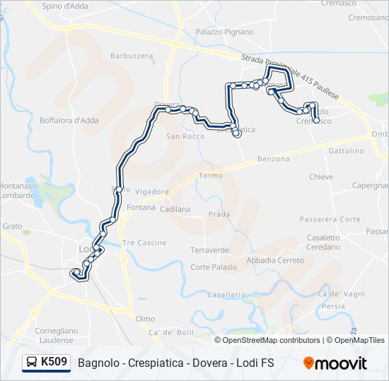 K509 bus Line Map