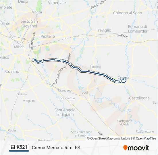 K521 Bus Line Map