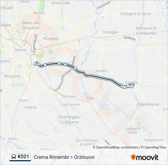 K521 Bus Line Map