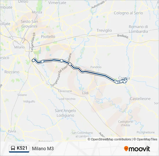 K521 Bus Line Map