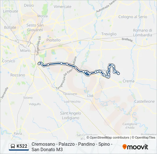 K522 Bus Line Map