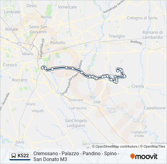 K522 bus Line Map