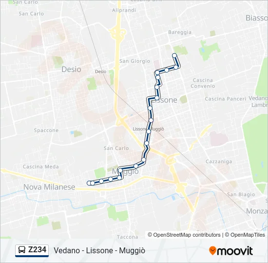 Z234 Bus Line Map