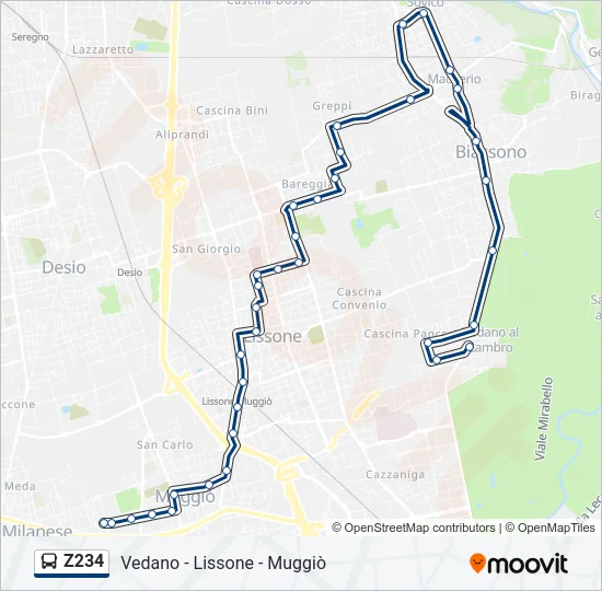 Z234 Bus Line Map