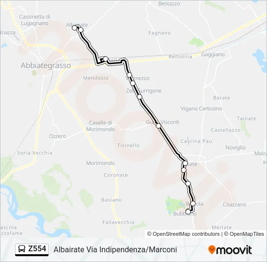 Z554 Bus Line Map