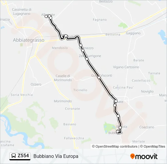 Z554 Bus Line Map
