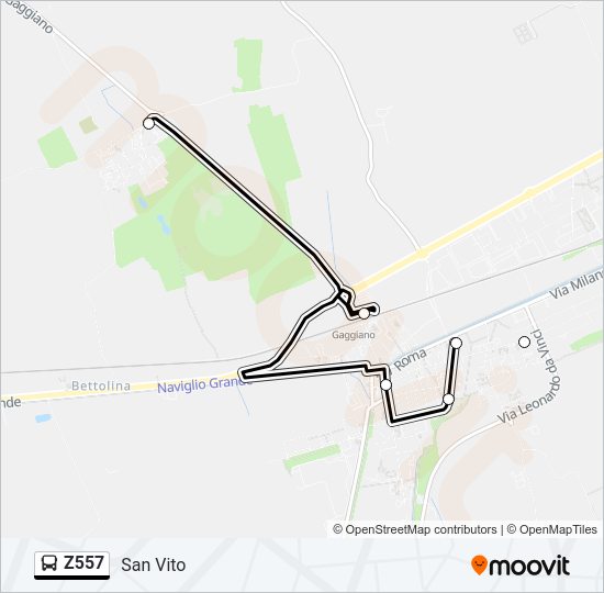 Percorso linea bus Z557