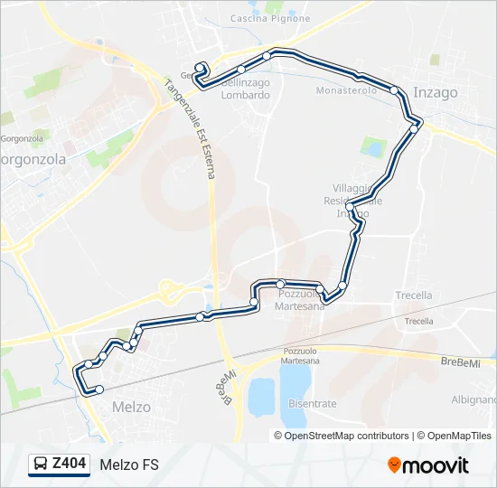 Z404 Bus Line Map