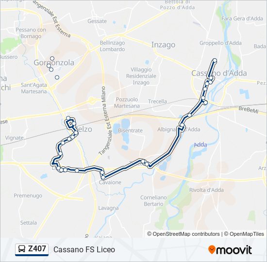 Z407 bus Line Map