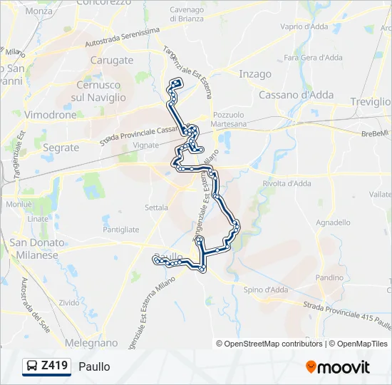 Z419 Bus Line Map