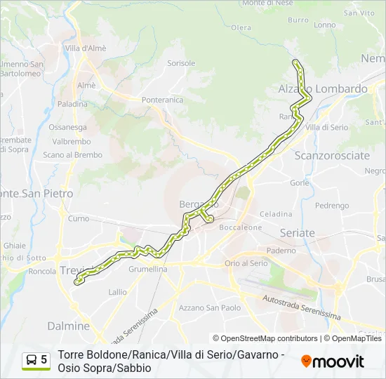 5 Bus Line Map