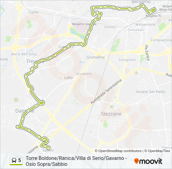 Percorso linea bus 5
