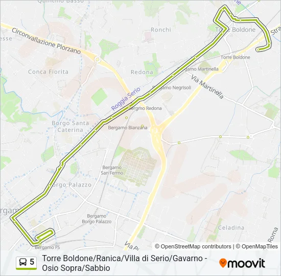 Percorso linea bus 5