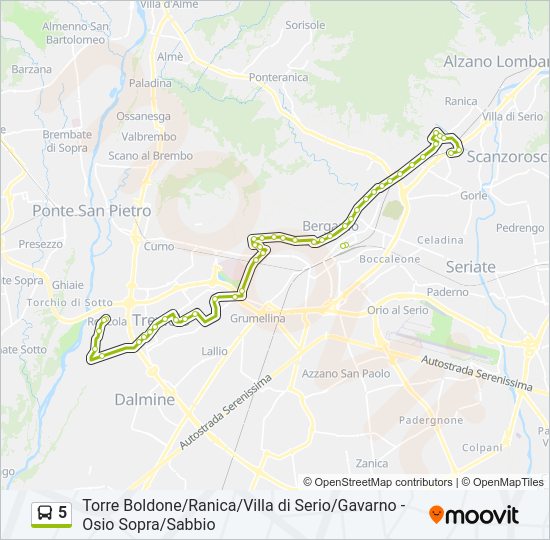 Percorso linea bus 5