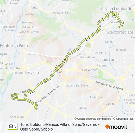 Percorso linea bus 5