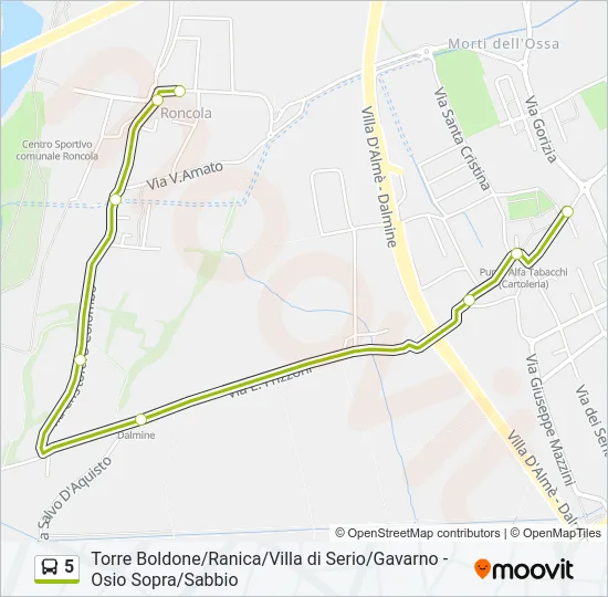 Percorso linea bus 5