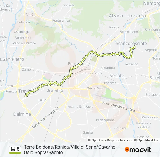 Percorso linea bus 5