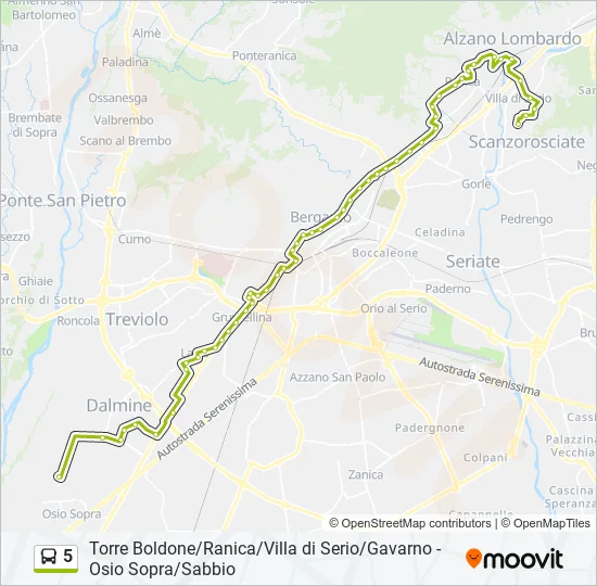 Percorso linea bus 5