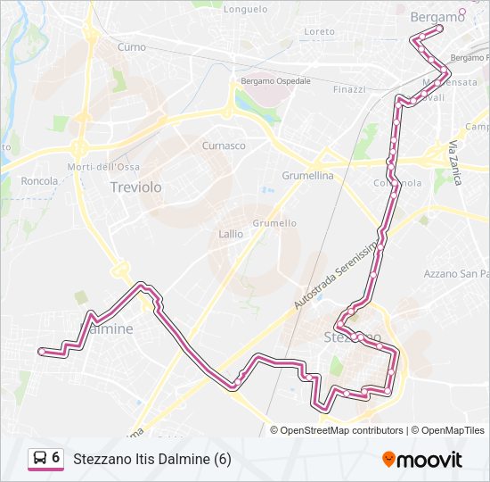 Percorso linea bus 6