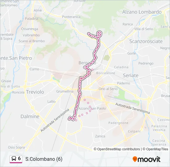 Percorso linea bus 6