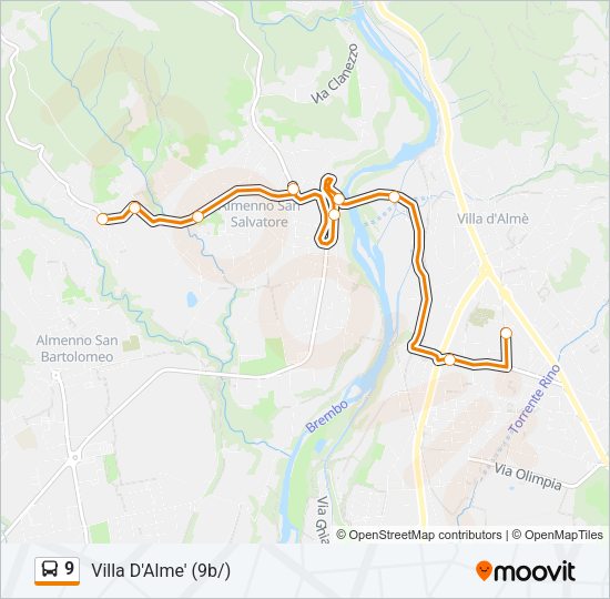 Percorso linea bus 9