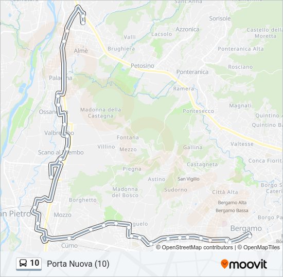 Percorso linea bus 10