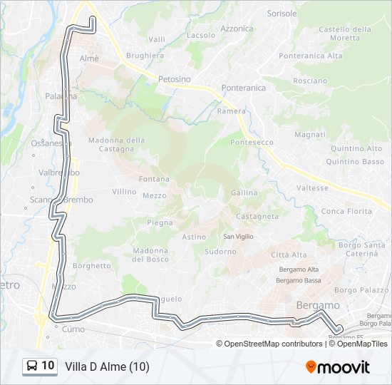 Percorso linea bus 10