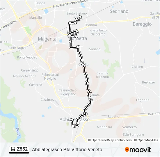 Z552 Bus Line Map