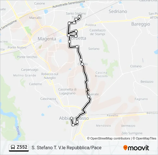 Z552 Bus Line Map