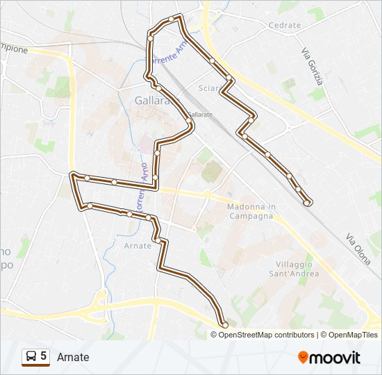 Percorso linea bus 5