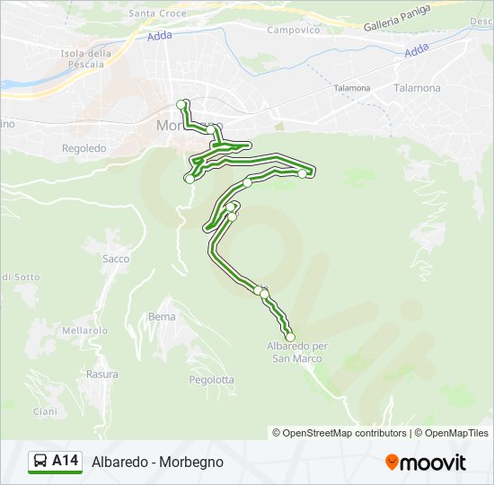 A14 bus Line Map