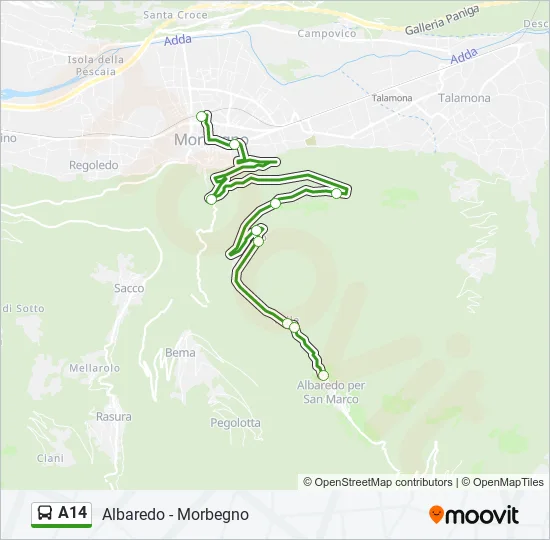 A14 Bus Line Map