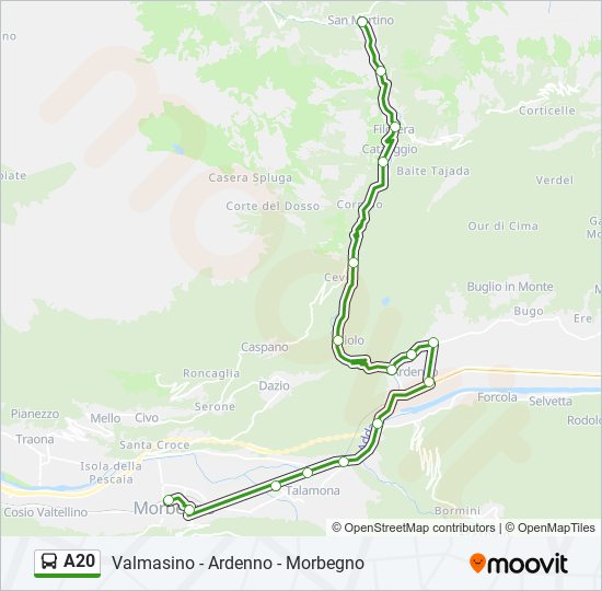 Percorso linea bus A20