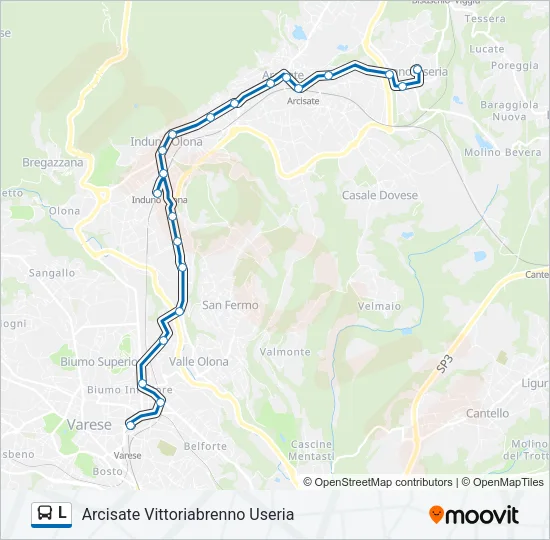 Percorso linea bus L