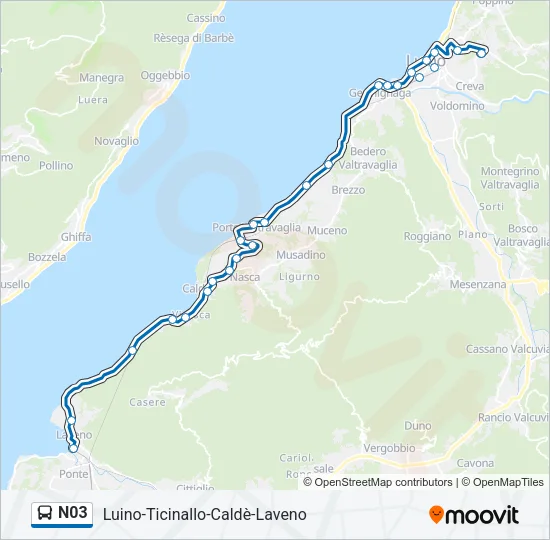 Percorso linea bus N03