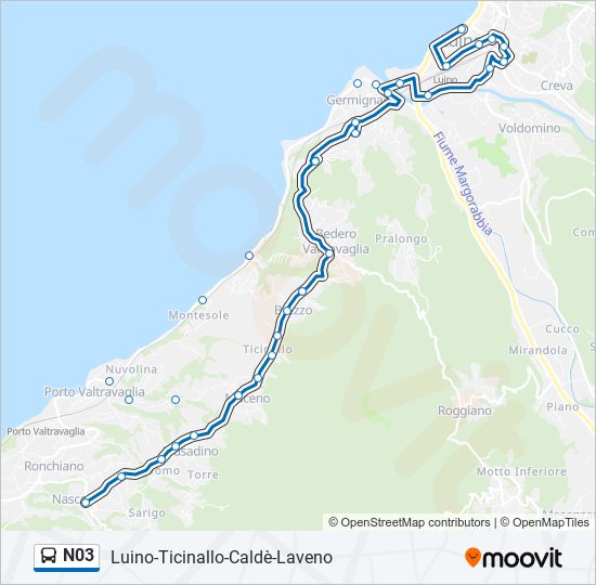 N03 bus Line Map