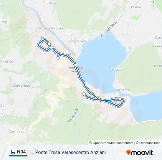 Percorso linea bus N04