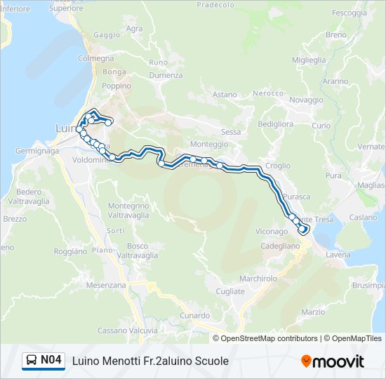 Percorso linea bus N04