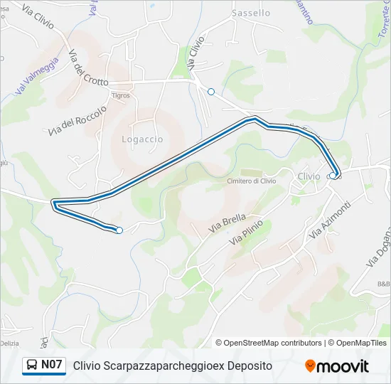 Percorso linea bus N07