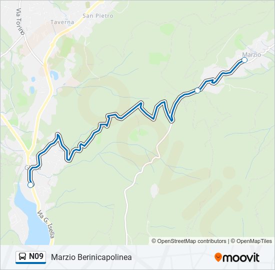 Percorso linea bus N09